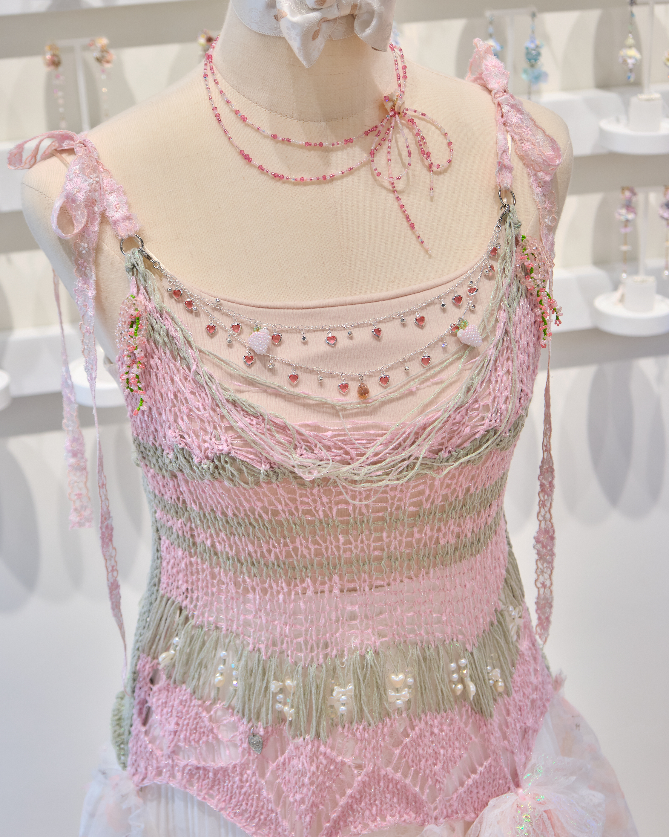 13693 Knitted Hollow-Out Flowy Lace Vest
