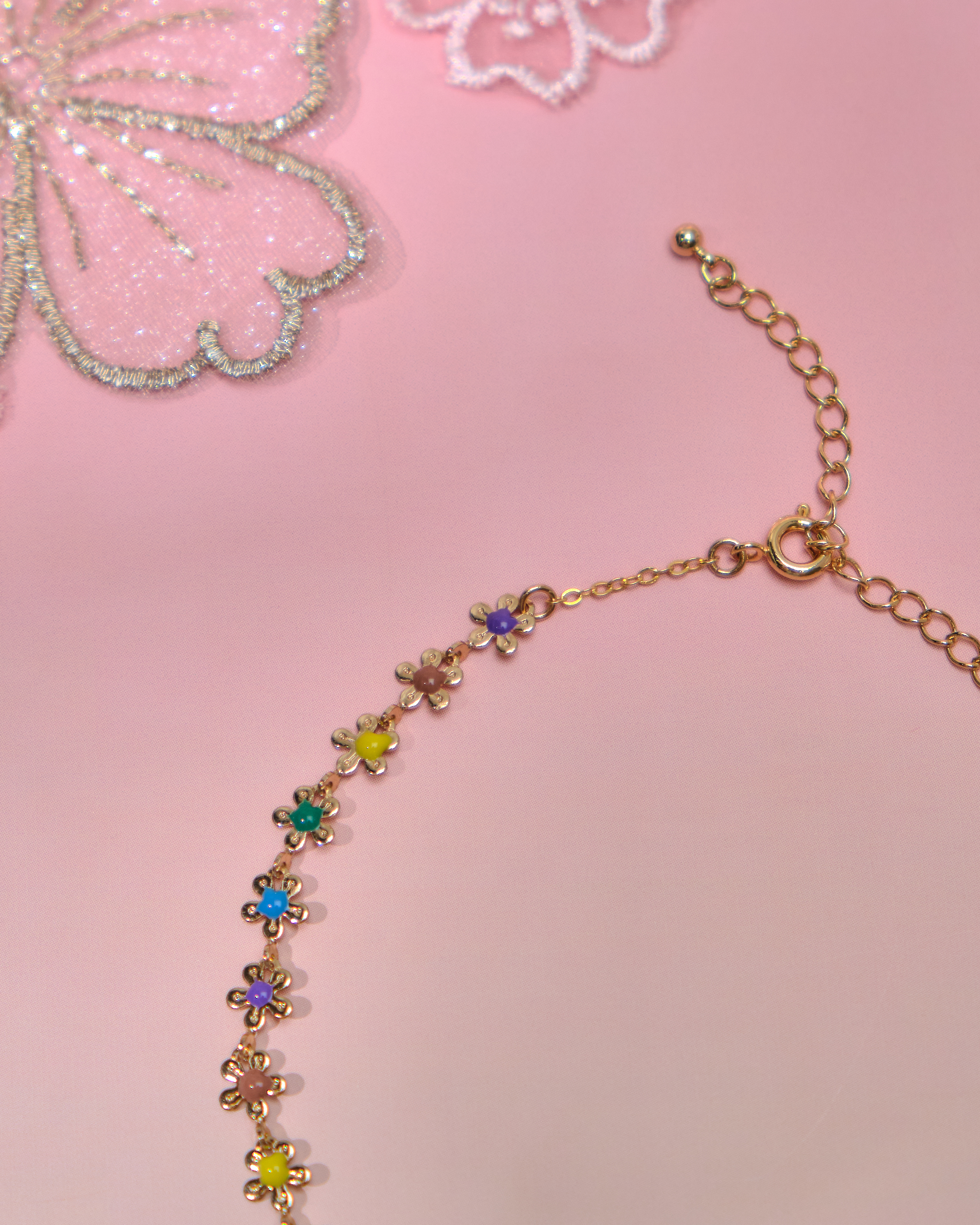 13673 Summer Rainbow Pebbles Anklets
