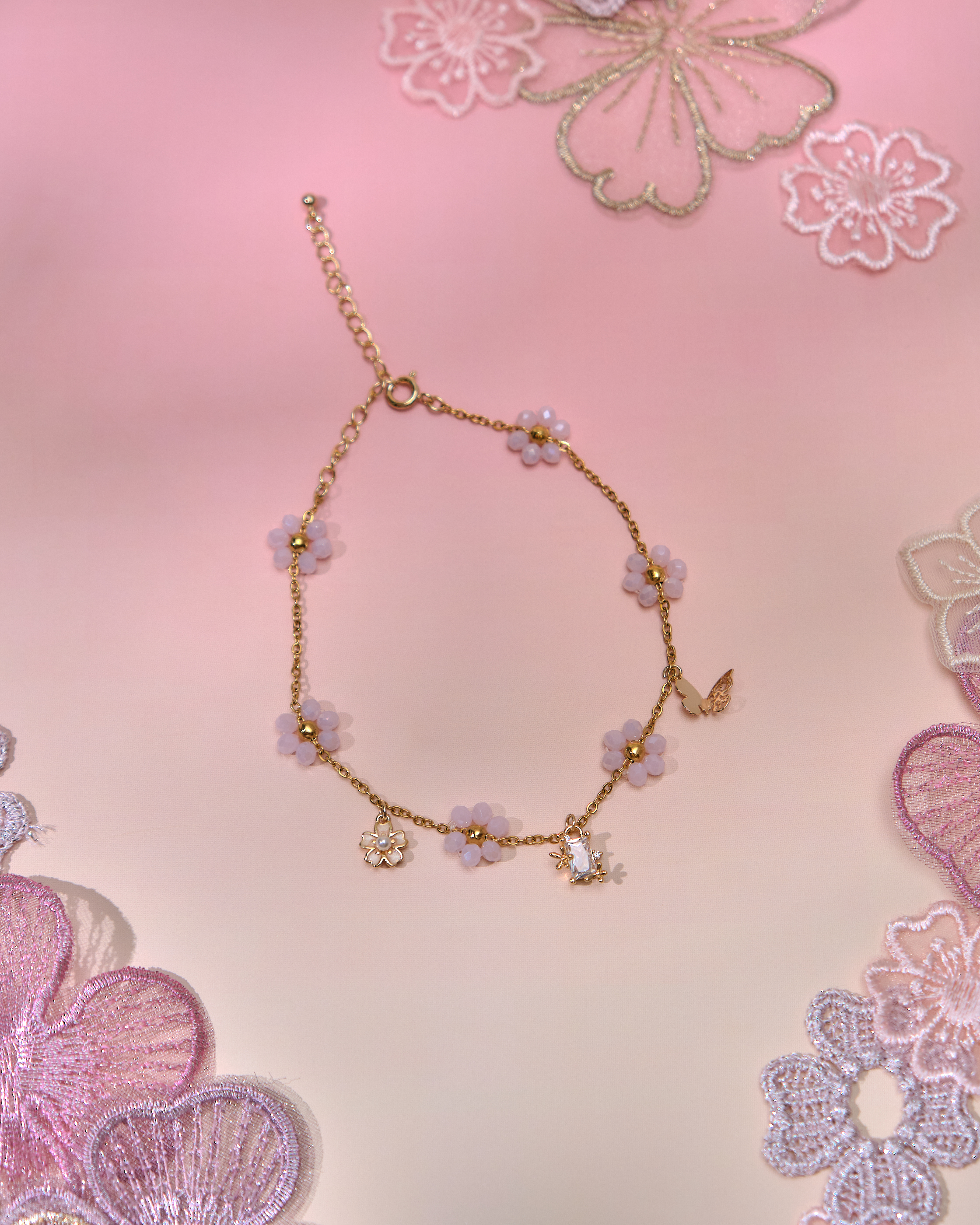 13672 Summer Rainbow Pebbles Anklets