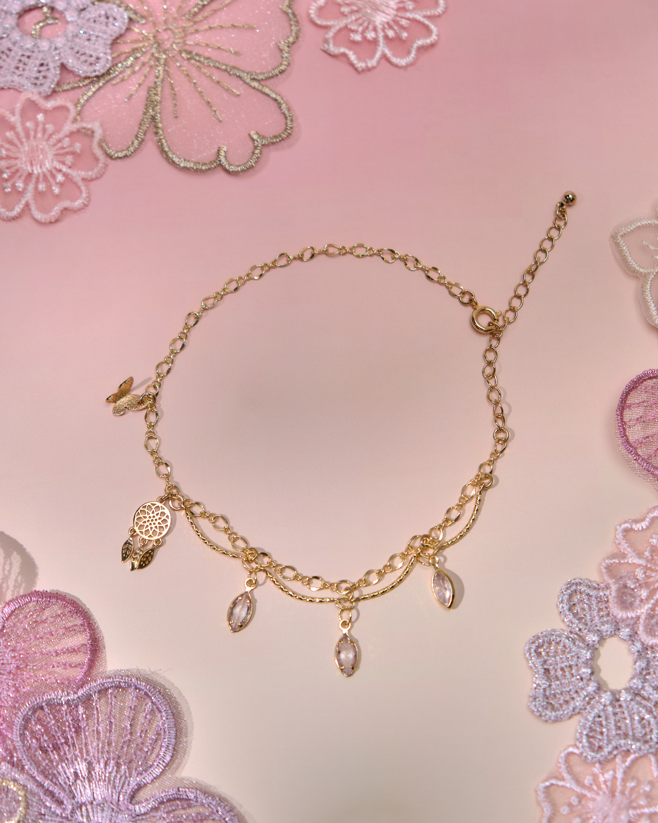 13671 Summer Rainbow Pebbles Anklets