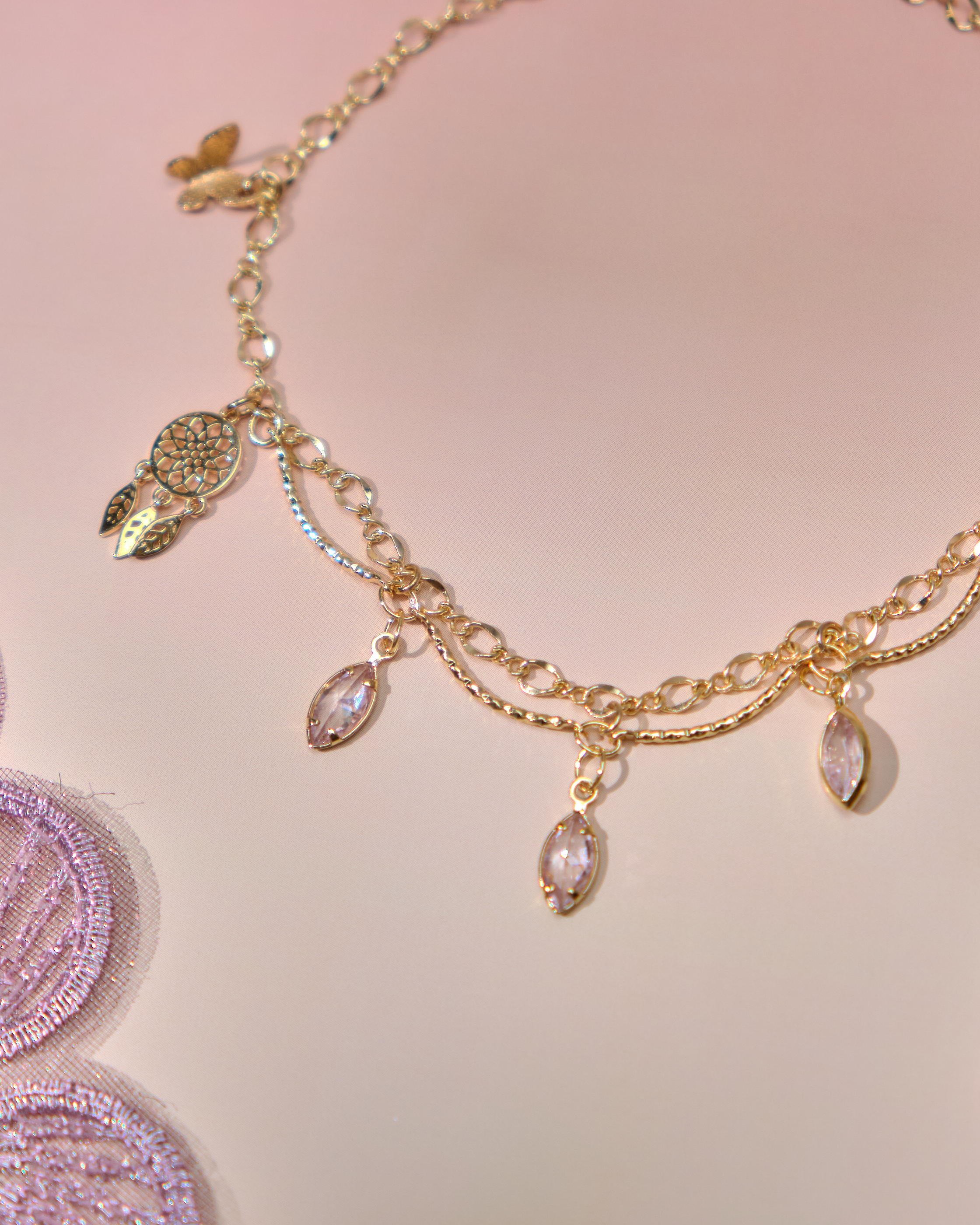 13671 Summer Rainbow Pebbles Anklets