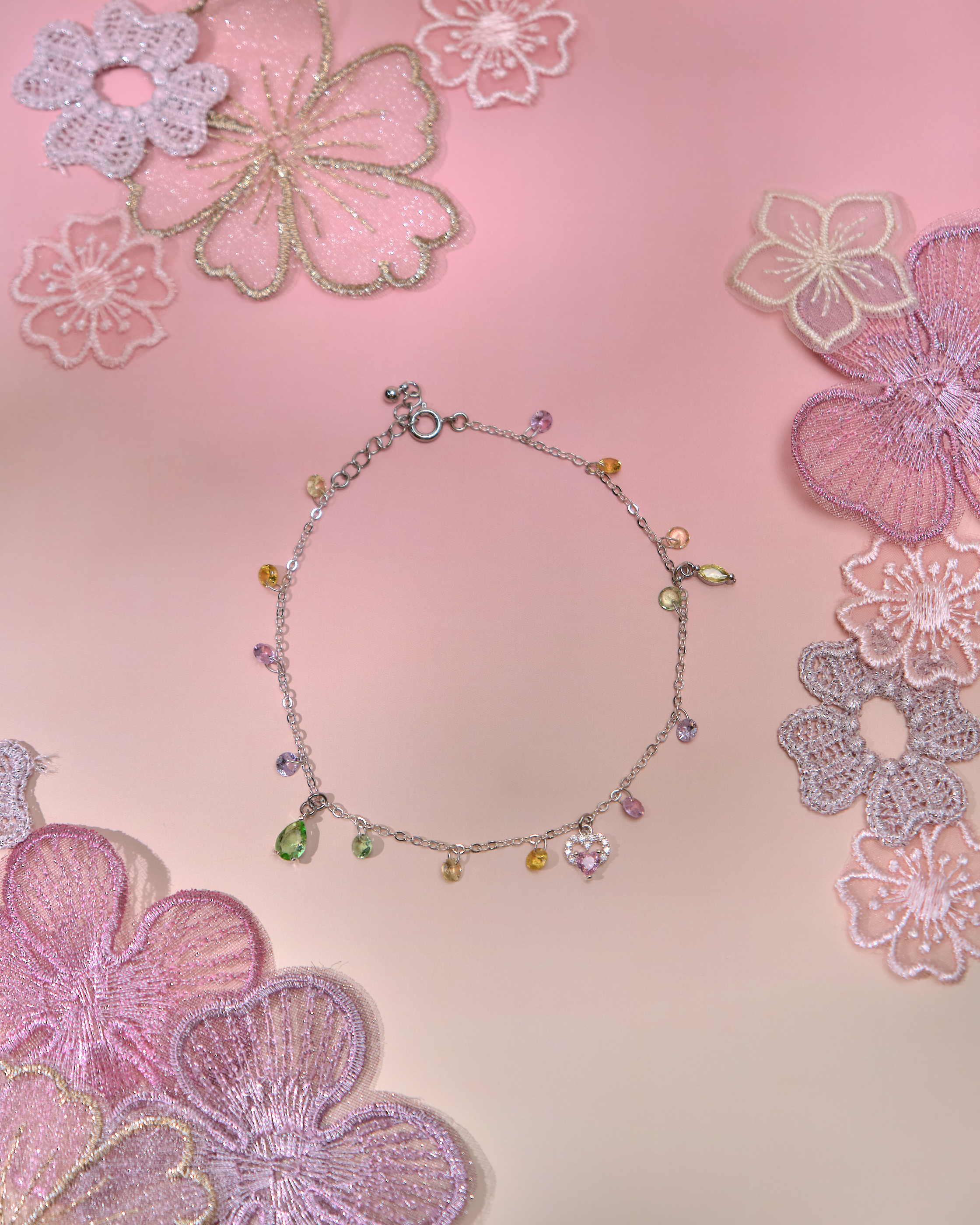 13670 Summer Rainbow Pebbles Anklets