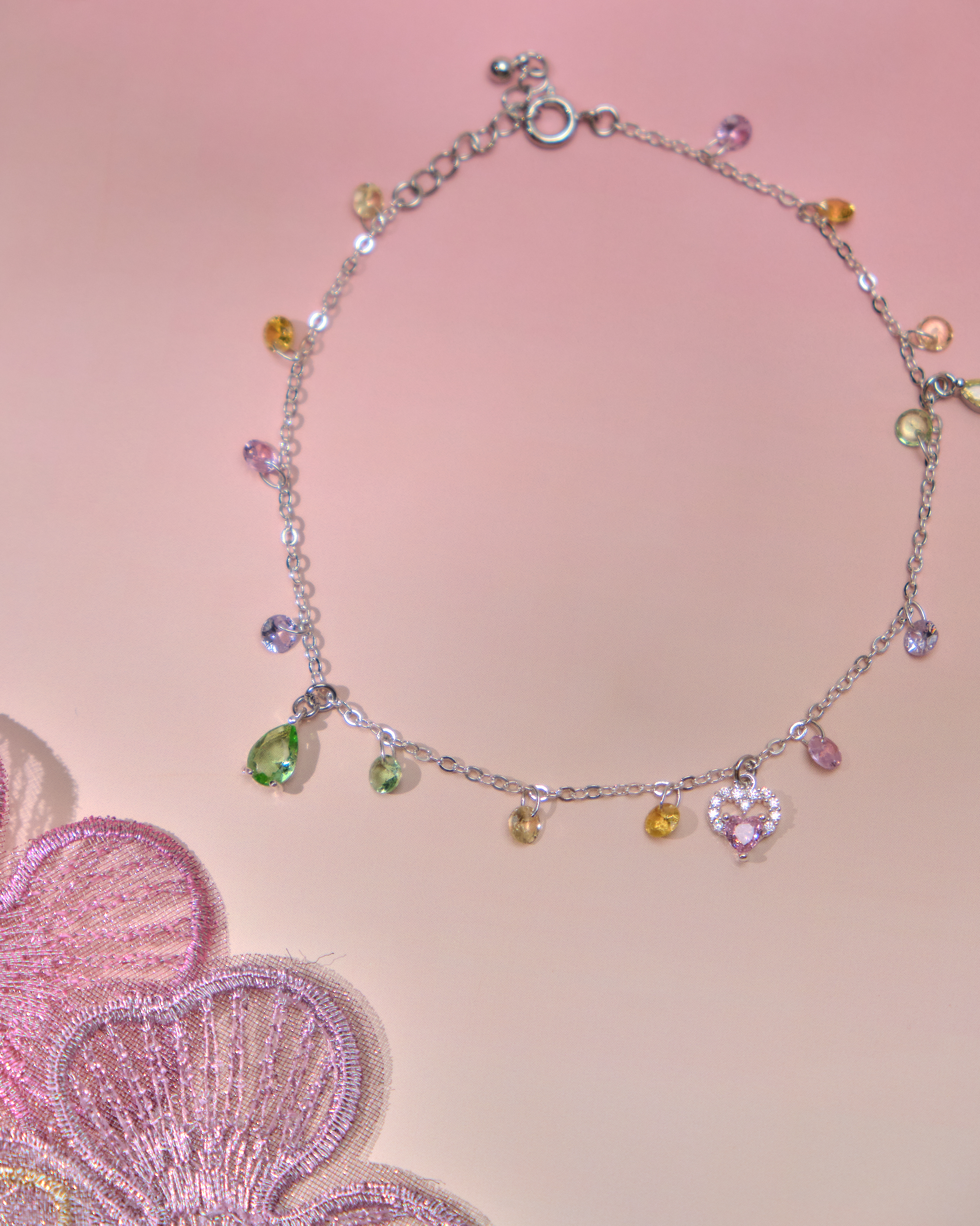13670 Summer Rainbow Pebbles Anklets