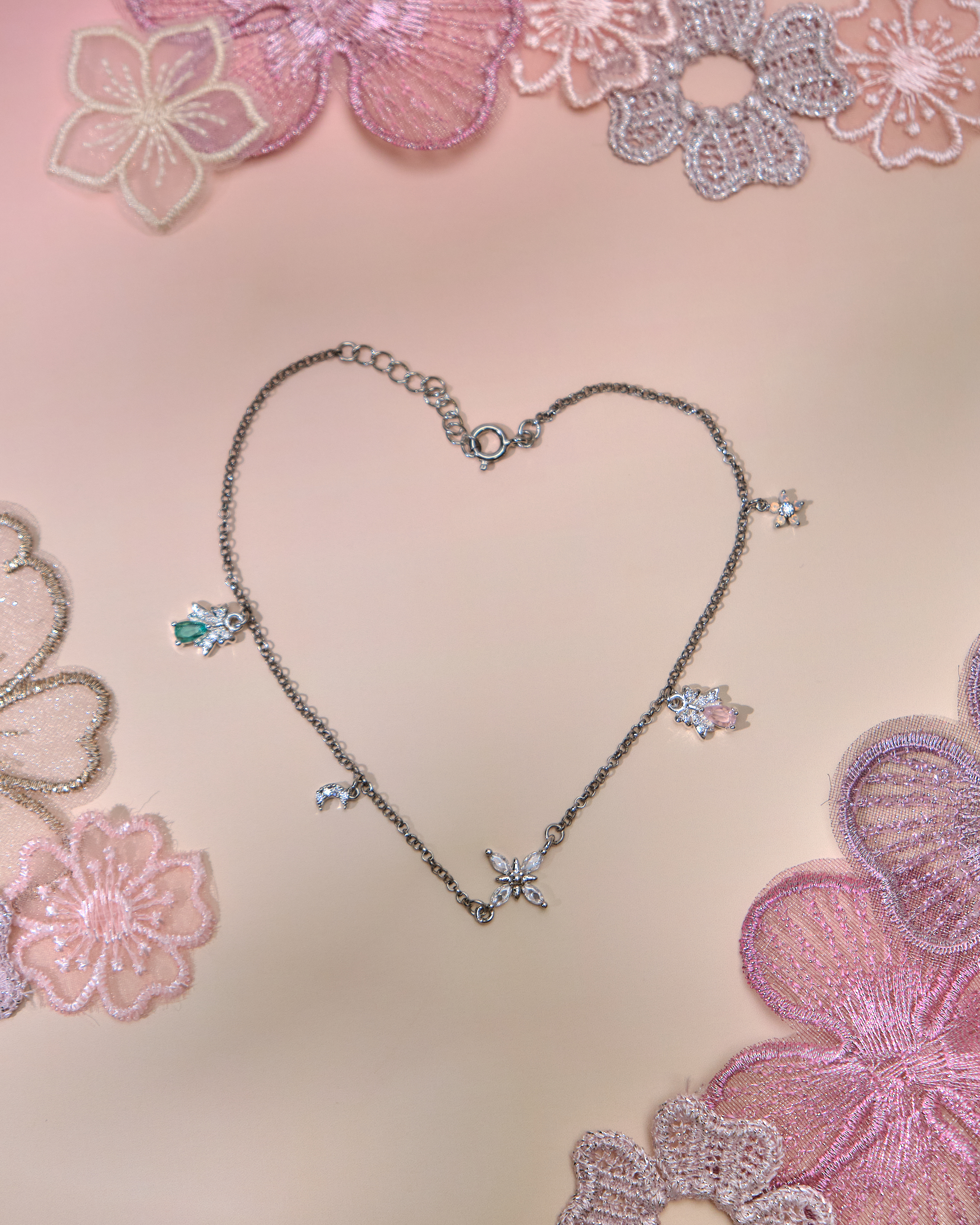 13669 Summer Rainbow Pebbles Anklets