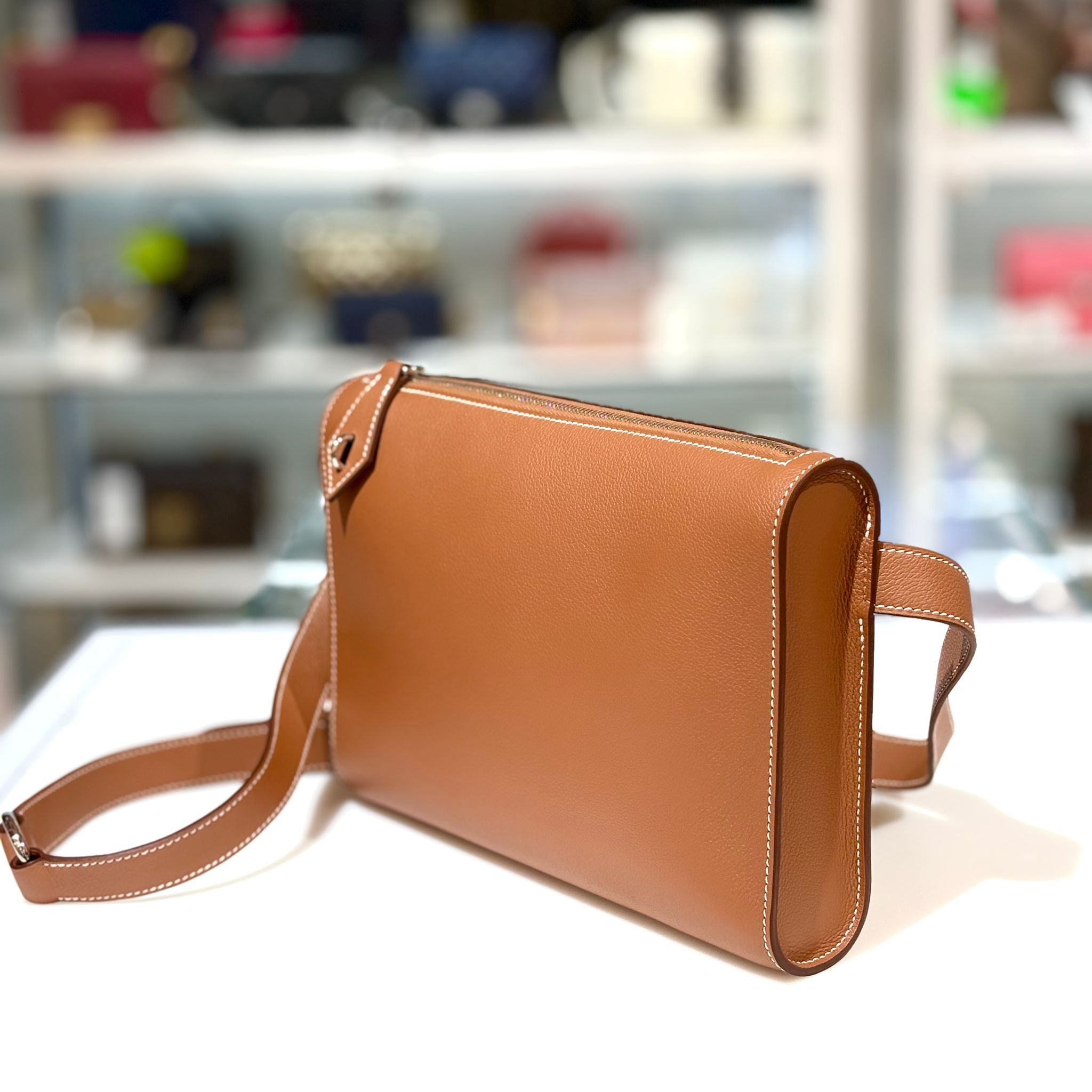 全新HERMES POCHETTE BOLITTLE W 金棕色evercolor/銀扣 H084614CK37 #BRAND NEW #香榭站正品