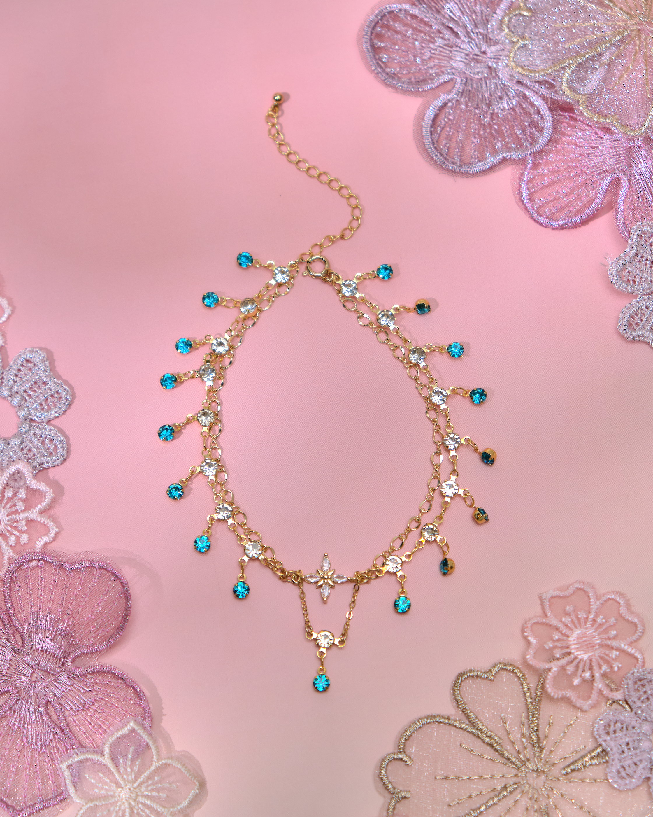 13666 Summer Rainbow Pebbles Anklets