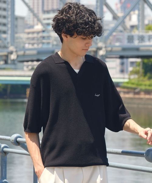 日本 HECT High Gauge Skipper Logo Knit Polo [kn1224]