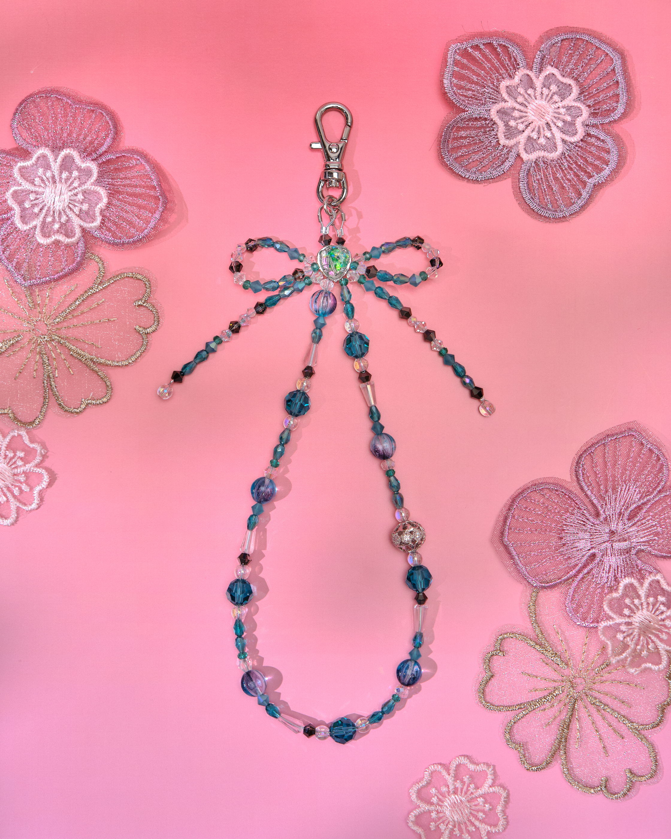 13656 Vibrant Dream Bow Beaded Phone Strap