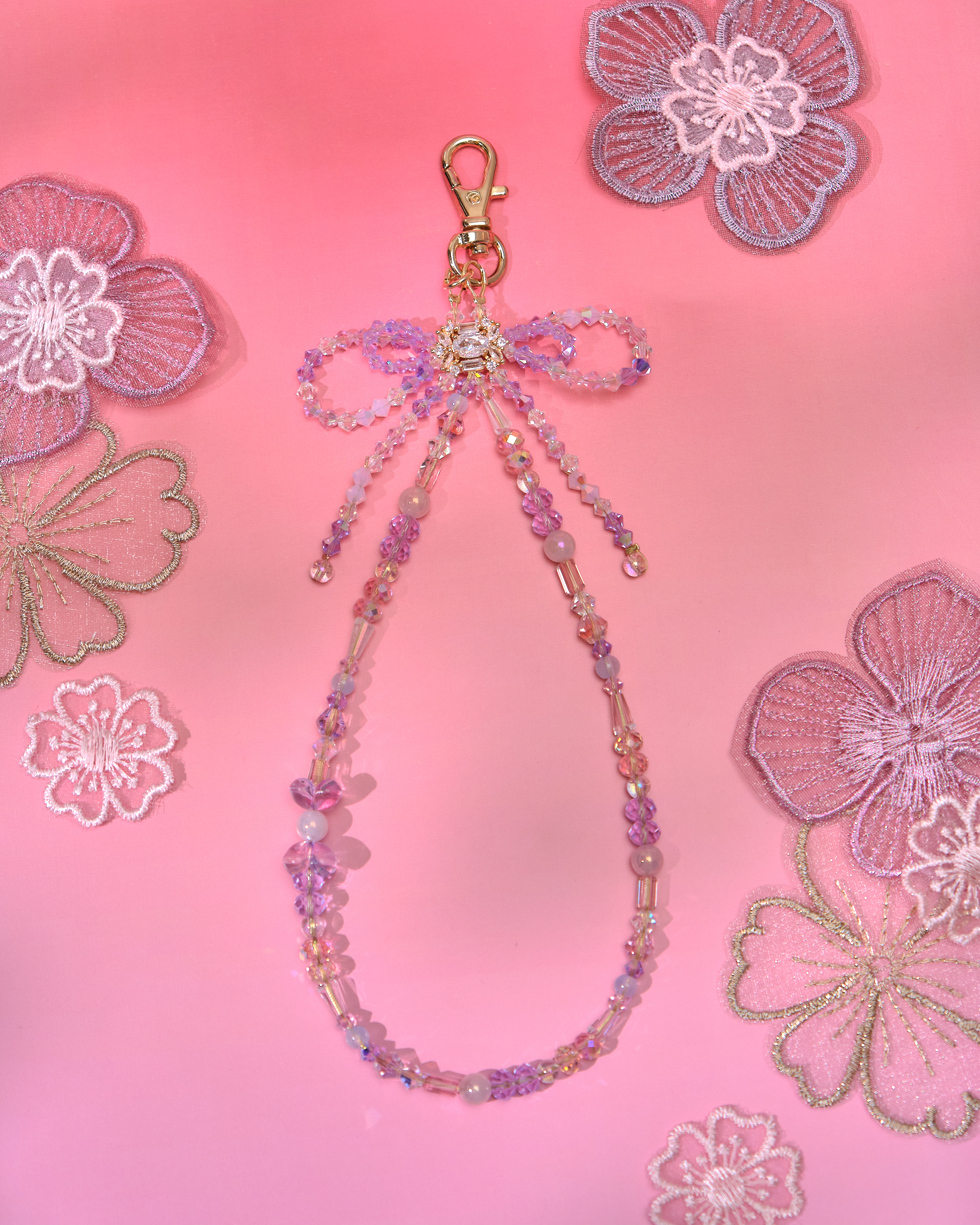 13655 Vibrant Dream Bow Beaded Phone Strap