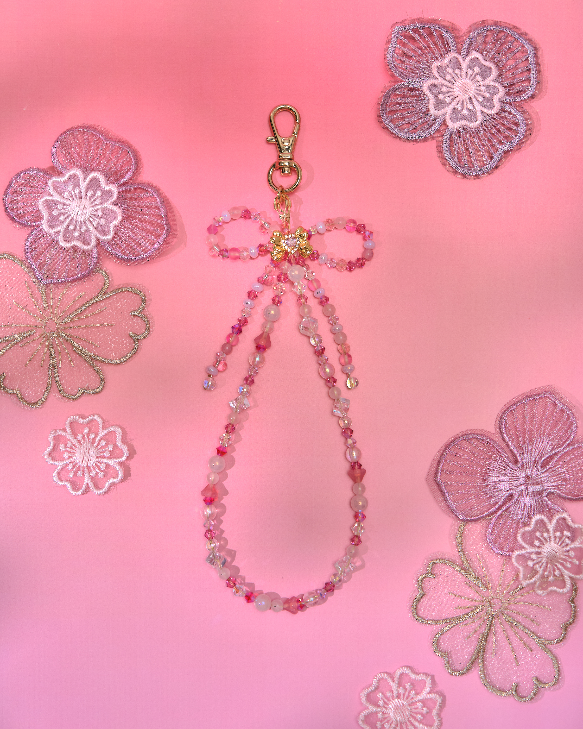 13654 Vibrant Dream Bow Beaded Phone Strap