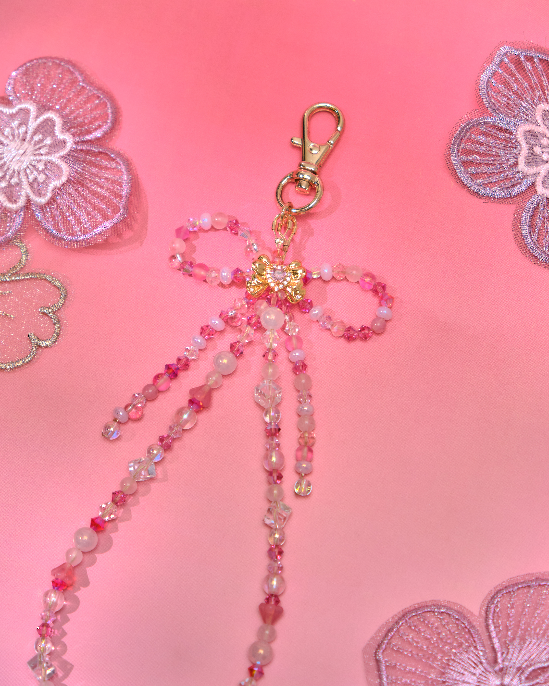 13654 Vibrant Dream Bow Beaded Phone Strap