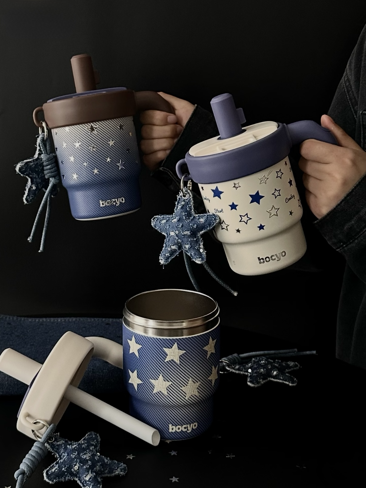 (預購）附吊飾✨原創品牌Bocyo 星星牛仔保溫杯