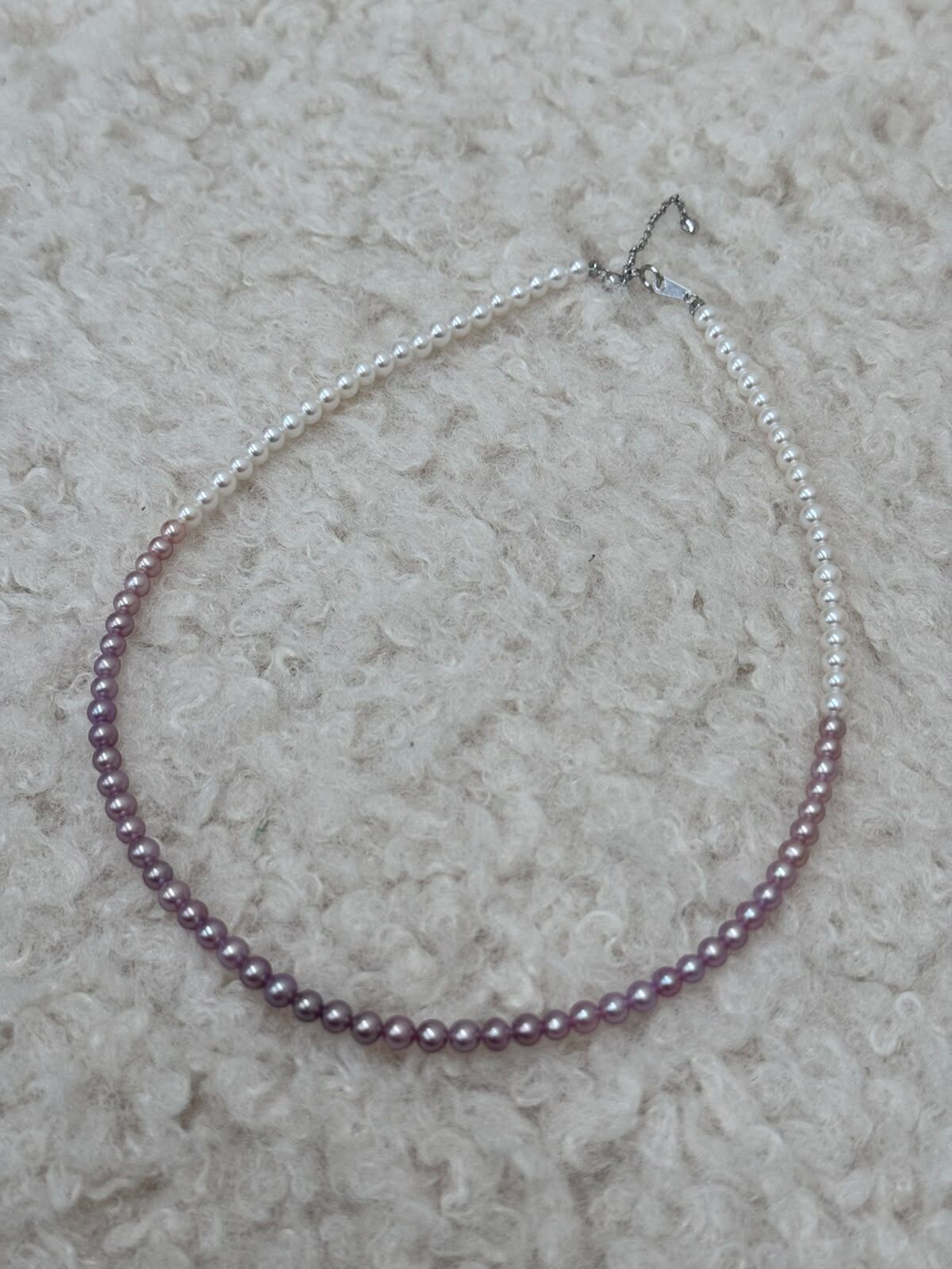 0613AT111-ANOTHERSZHK-PEARLS-白珠紫珠漸變頸鏈5-6mm（B43）