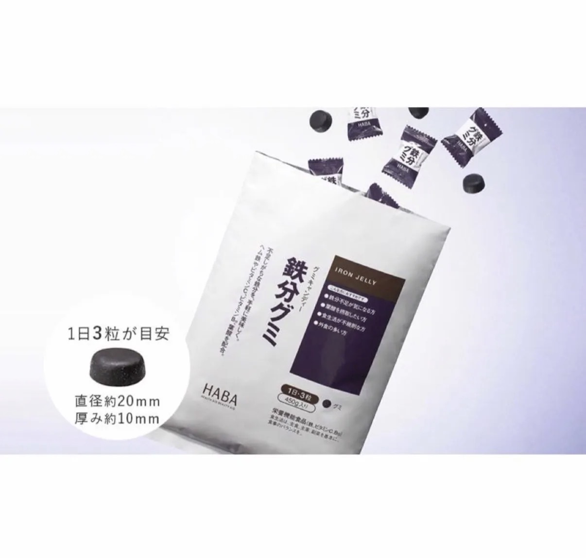 【日本熱銷】JP HABA 鐵質葉酸軟糖 提子味 450g 約90粒 5097 TK260613