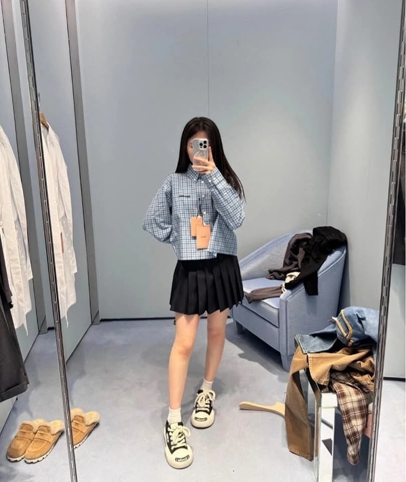 Miu miu 格仔 長袖襯