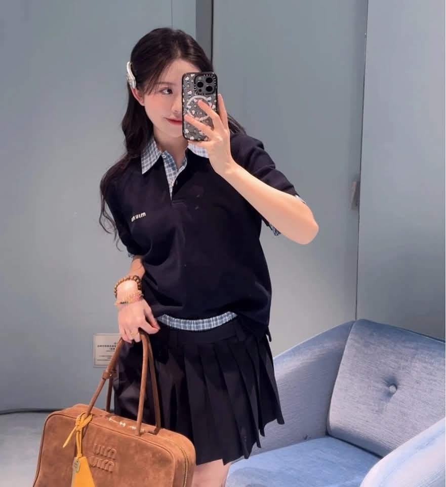 Miu miu 格仔反領 上衣