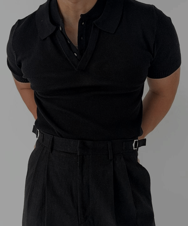 Point Layered Collar Knit Tee