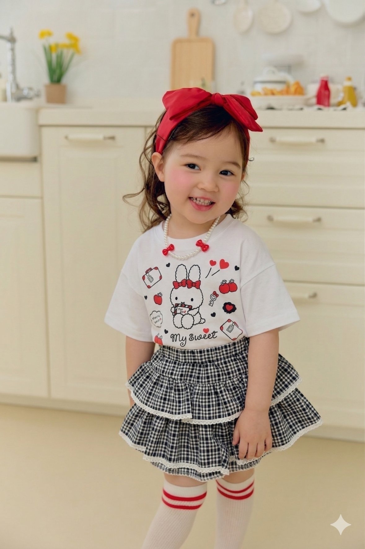 Sera Check Tiered Skirt Pants