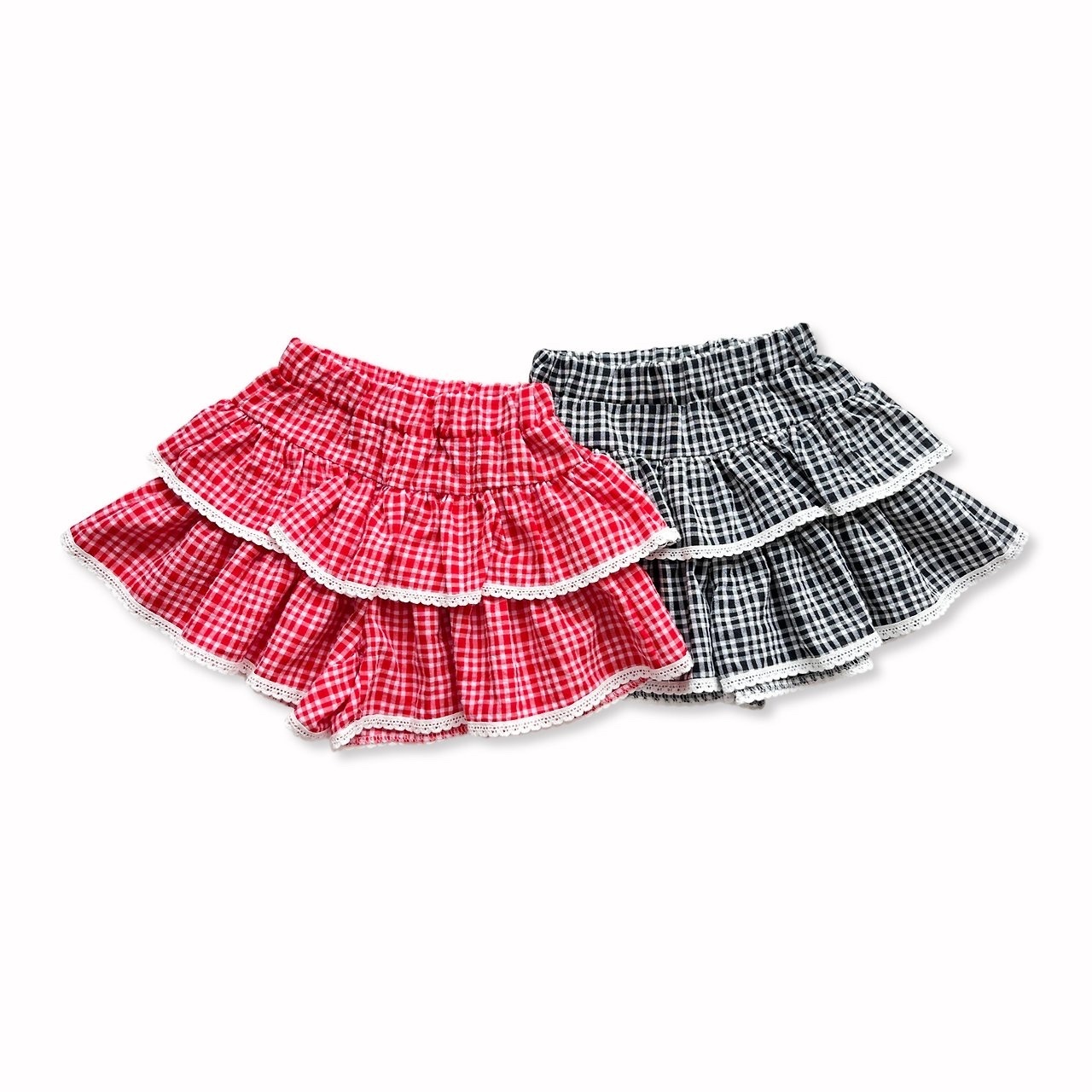 Sera Check Tiered Skirt Pants
