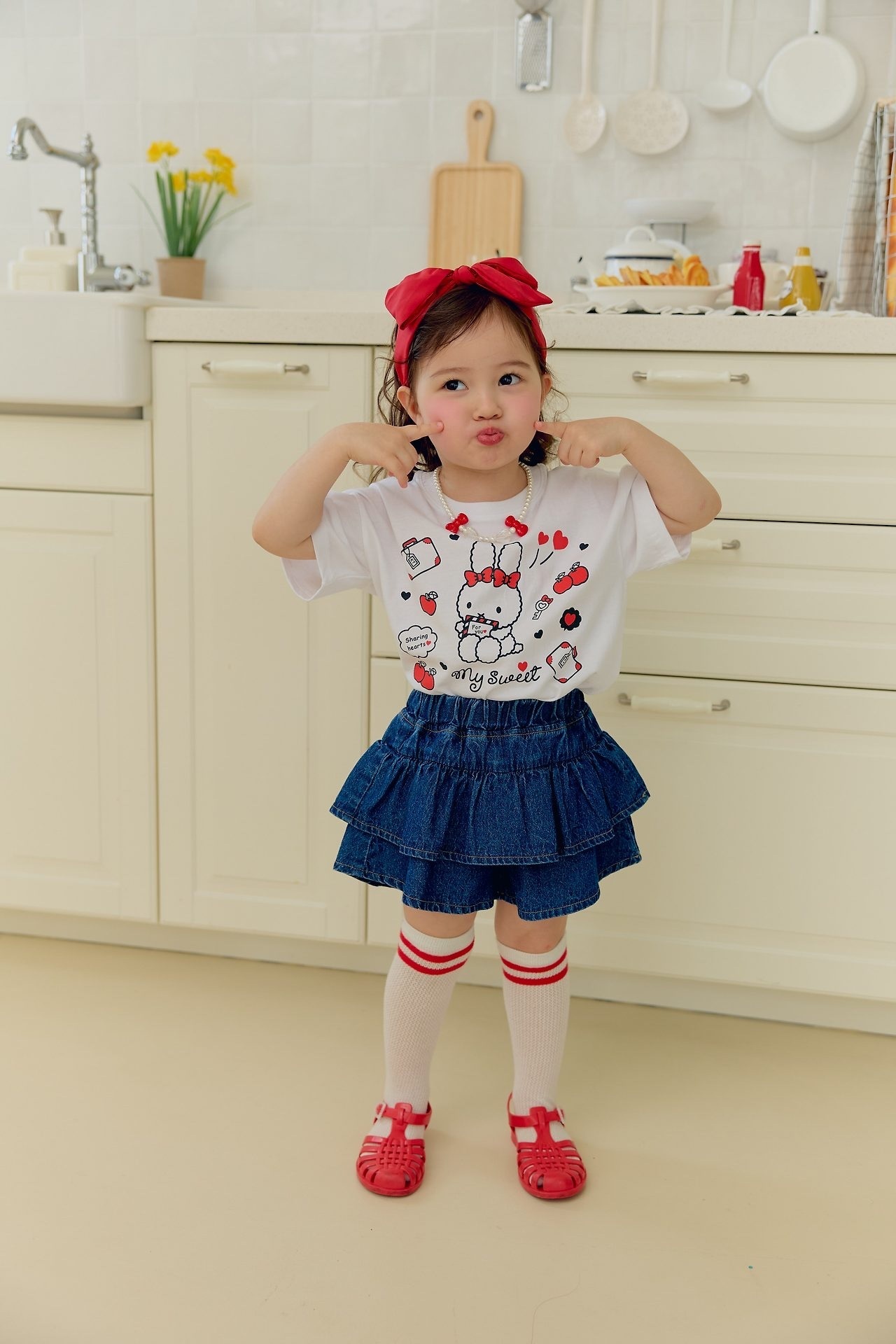 Sera Denim Frill Skirt Pants
