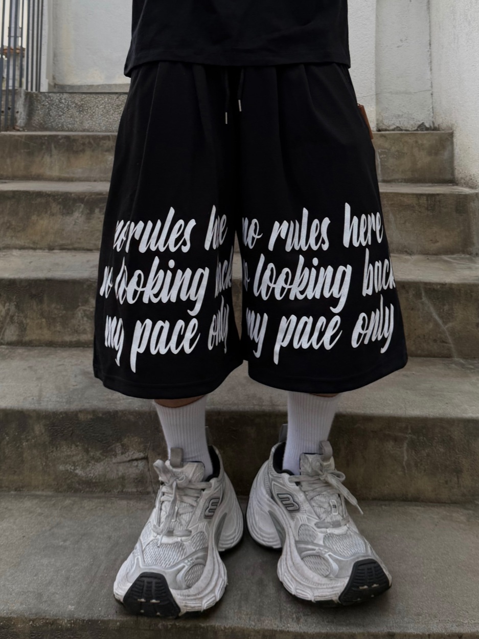 Letter Print Bermuda Athletic Shorts
