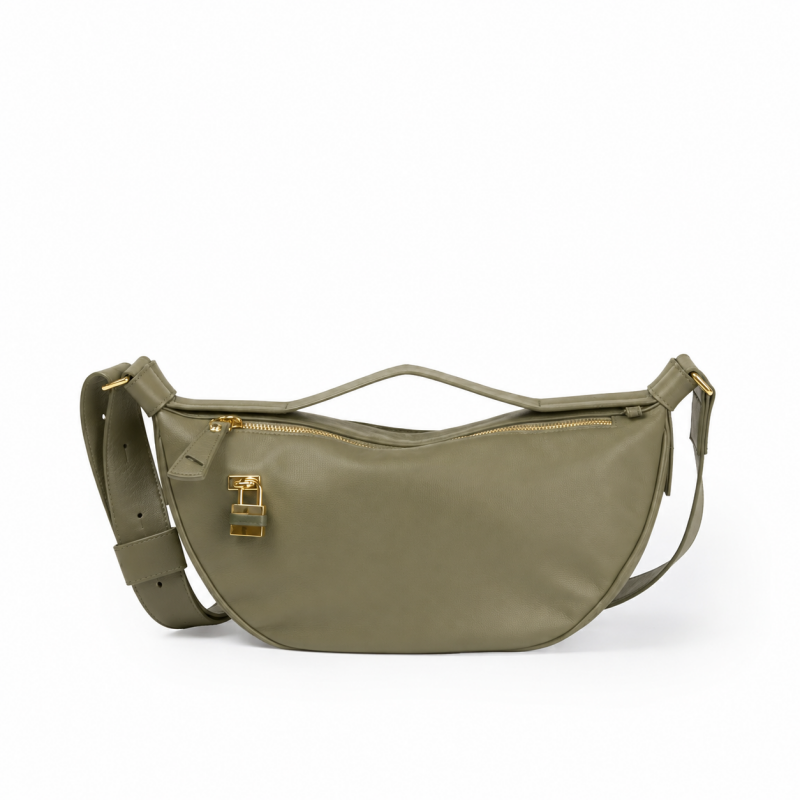 SMA-GGG0614-014 ART. 1683 CROSSBODY/BODYBAG WITH DOUBLE SCOMPARTMENT AND LOCK TO CLOSE 1 THE LARGER ONE TO TRAVEL MORE SAFE AND A PRACTICAL HANDLE TO WEAR IT MORE CLASSY OLIVE GREEN (A14)