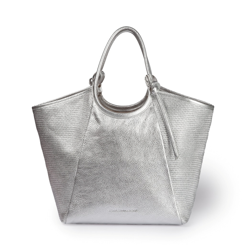 SMA-GGG0614-009 ART. 3021 LARGE TOTE WITH INSIDE COMPARTMENT AND SEVERAL POCKET TO STORAGE THE SMALL ITEMS WITH ADJUSTABLE HANDLES SILVER (A9)