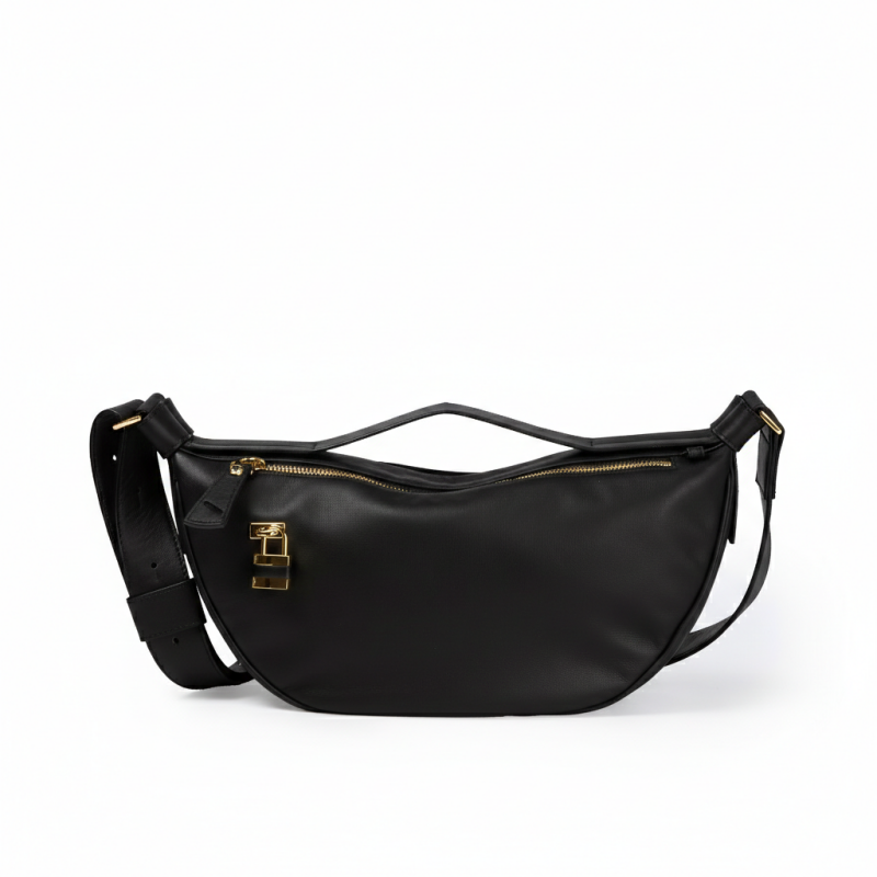 SMA-GGG0614-013 ART. 1683 CROSSBODY/BODYBAG WITH DOUBLE SCOMPARTMENT AND LOCK TO CLOSE 1 THE LARGER ONE TO TRAVEL MORE SAFE AND A PRACTICAL HANDLE TO WEAR IT MORE CLASSY BLACK (A13)