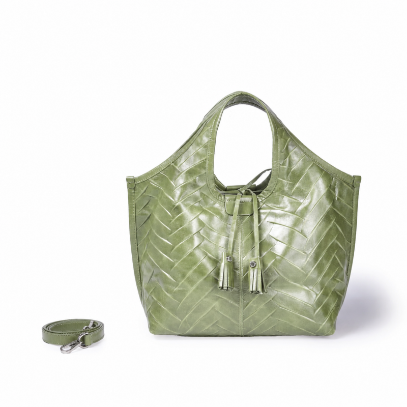 SMA-GGG0614-015 ART. 3030 HANDBAG WITH DETACHABLE STRAP WITH COMPARTMENT INSIDE AND LACE TO CLOSE THE BAG WITH A KNOT SAGE (A15)