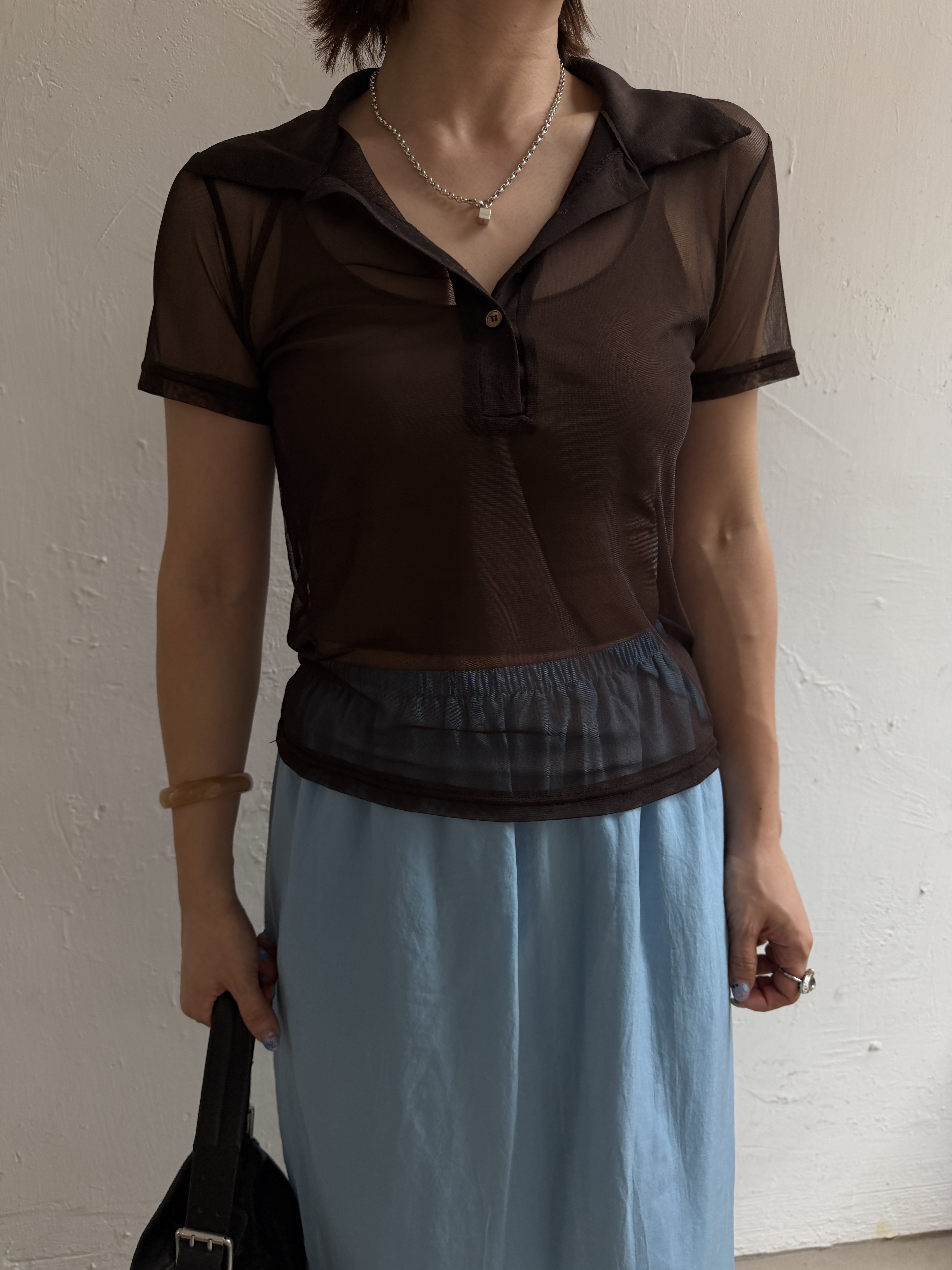 Mesh polo top