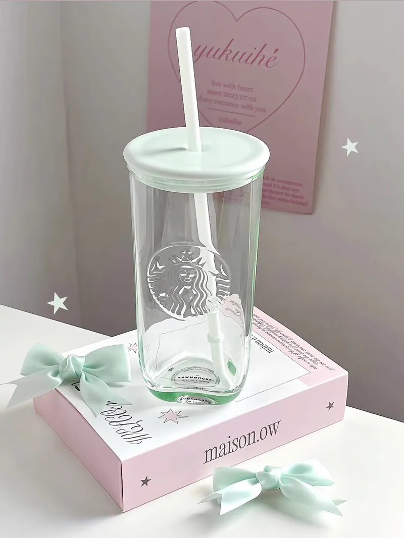 〈喝水也是甜的💚〉星巴克 Starbucks 薄荷曼波 16oz 三角玻璃吸管杯 473ml