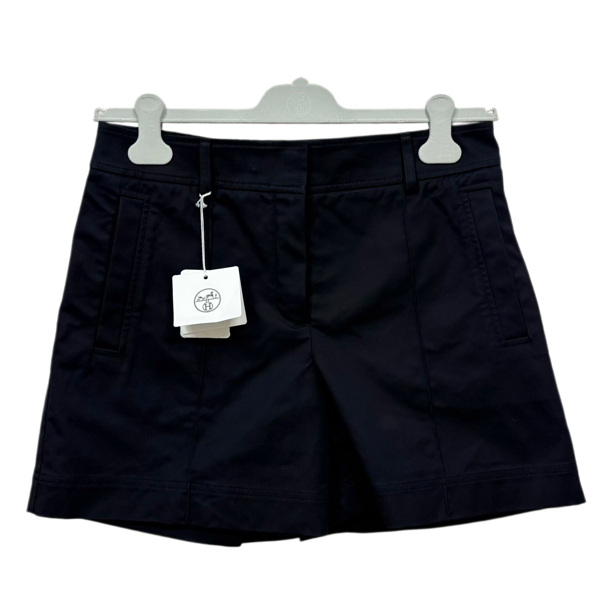 5折特價!!!全新HERMES Double Cotton Twill Shorts, H6E0405DQ0234, 黑色西裝短褲 #BRAND NEW #香榭站正品