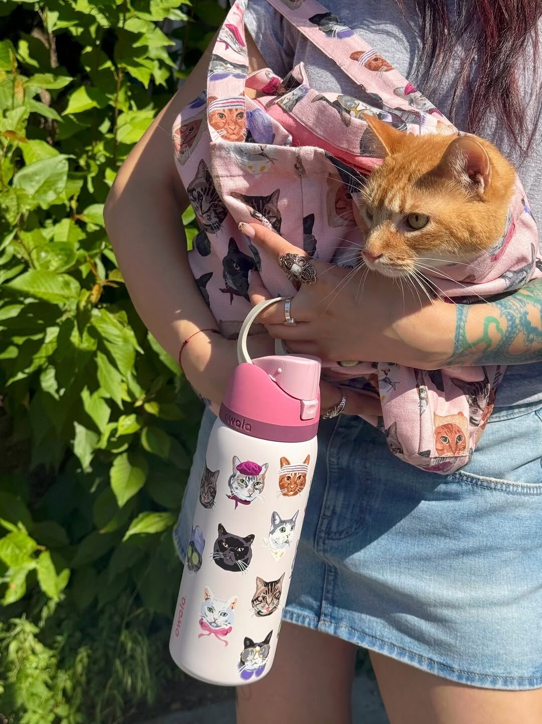 🇺🇸 OWALA UO Exclusive FreeSip "Cat Collage" 粉色 淡粉 貓咪拼貼 貓貓 不鏽鋼保溫杯 直飲杯 吸管杯 32oz 946ml / 預購