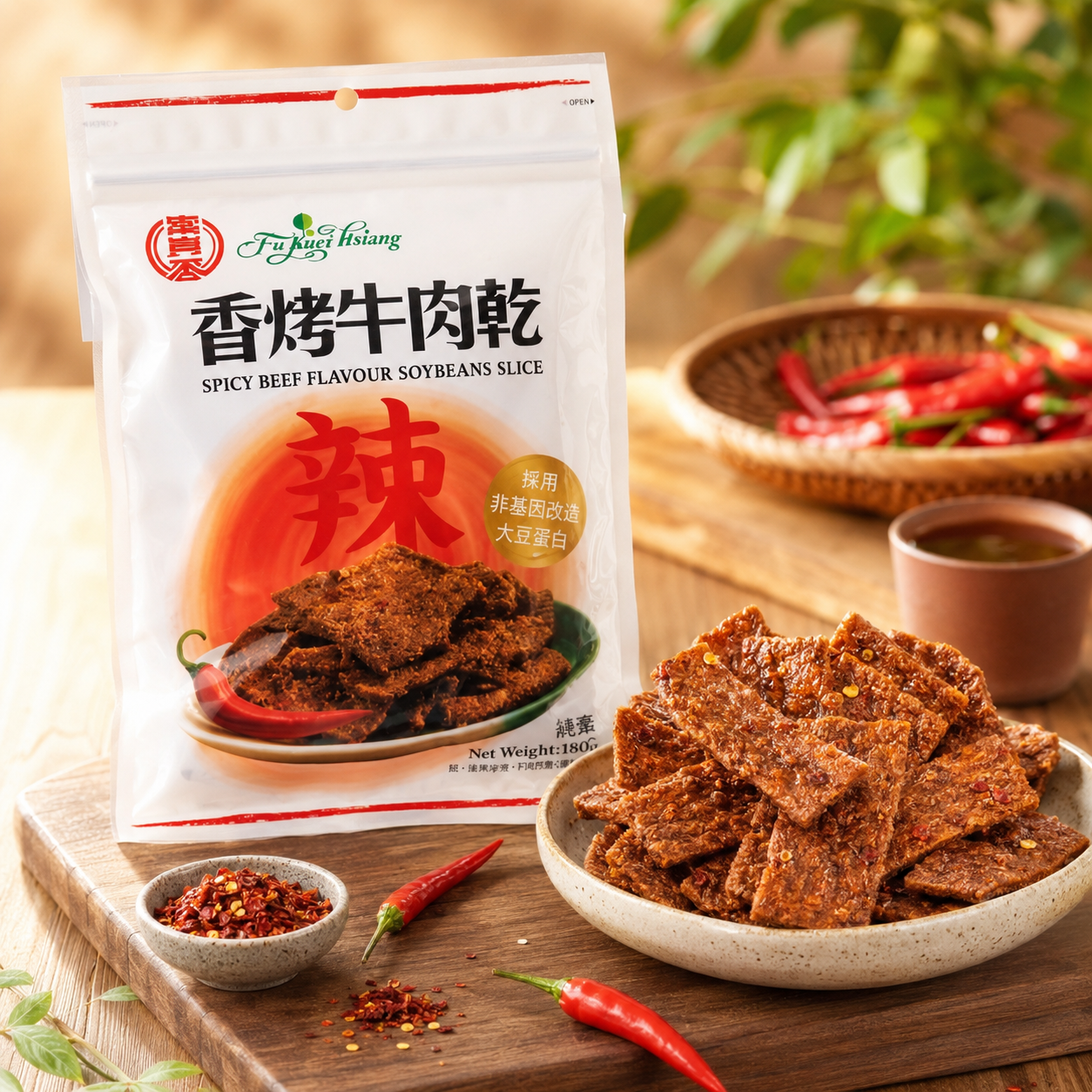 富貴香-辣味香烤牛肉干(純素)