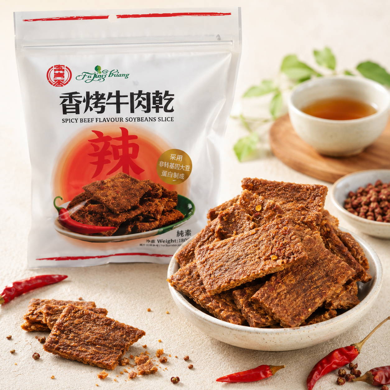 富貴香-辣味香烤牛肉干(純素)