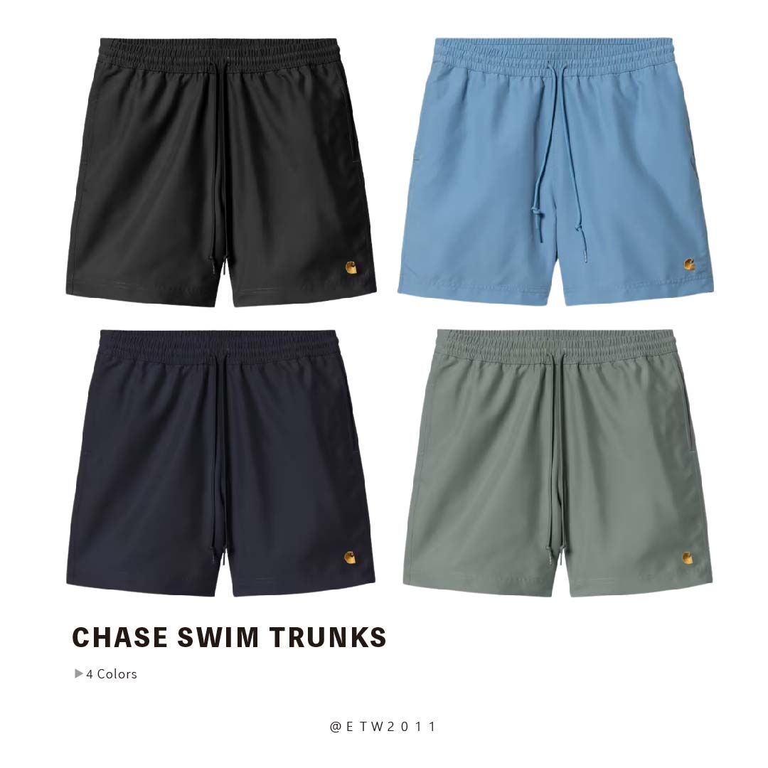 ☆ETW☆【EASY TO WEAR】CARHARTT WIP CHASE SWIM TRUNKS 海灘褲 短褲 黑色  刺繡 現貨
