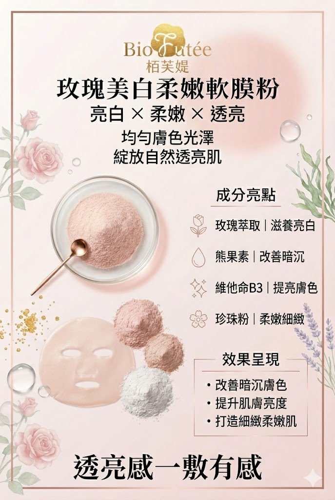 玫瑰美白柔嫩軟膜粉
