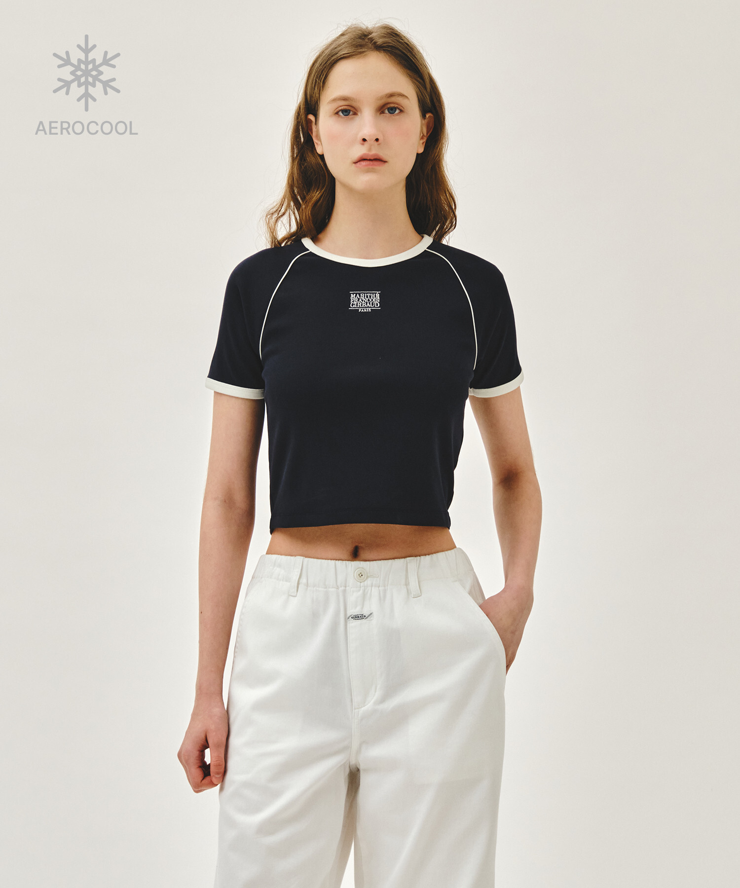 【MFG】W AEROCOOL SMALL CLASSIC LOGO RINGER SLIM CROP TEE  (3 Colors)