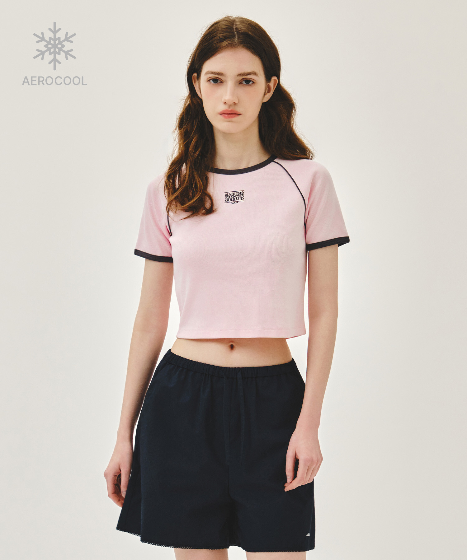 【MFG】W AEROCOOL SMALL CLASSIC LOGO RINGER SLIM CROP TEE  (3 Colors)