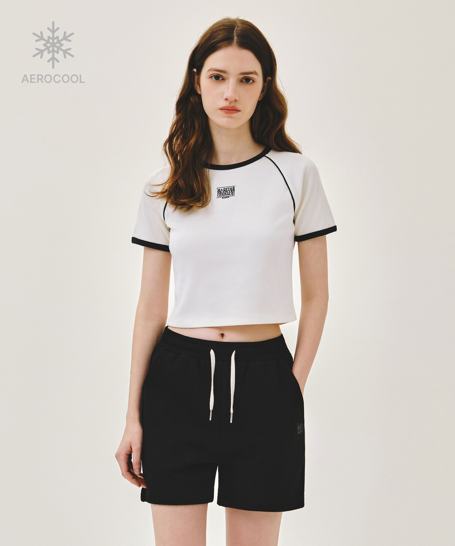 【MFG】W AEROCOOL SMALL CLASSIC LOGO RINGER SLIM CROP TEE  (3 Colors)