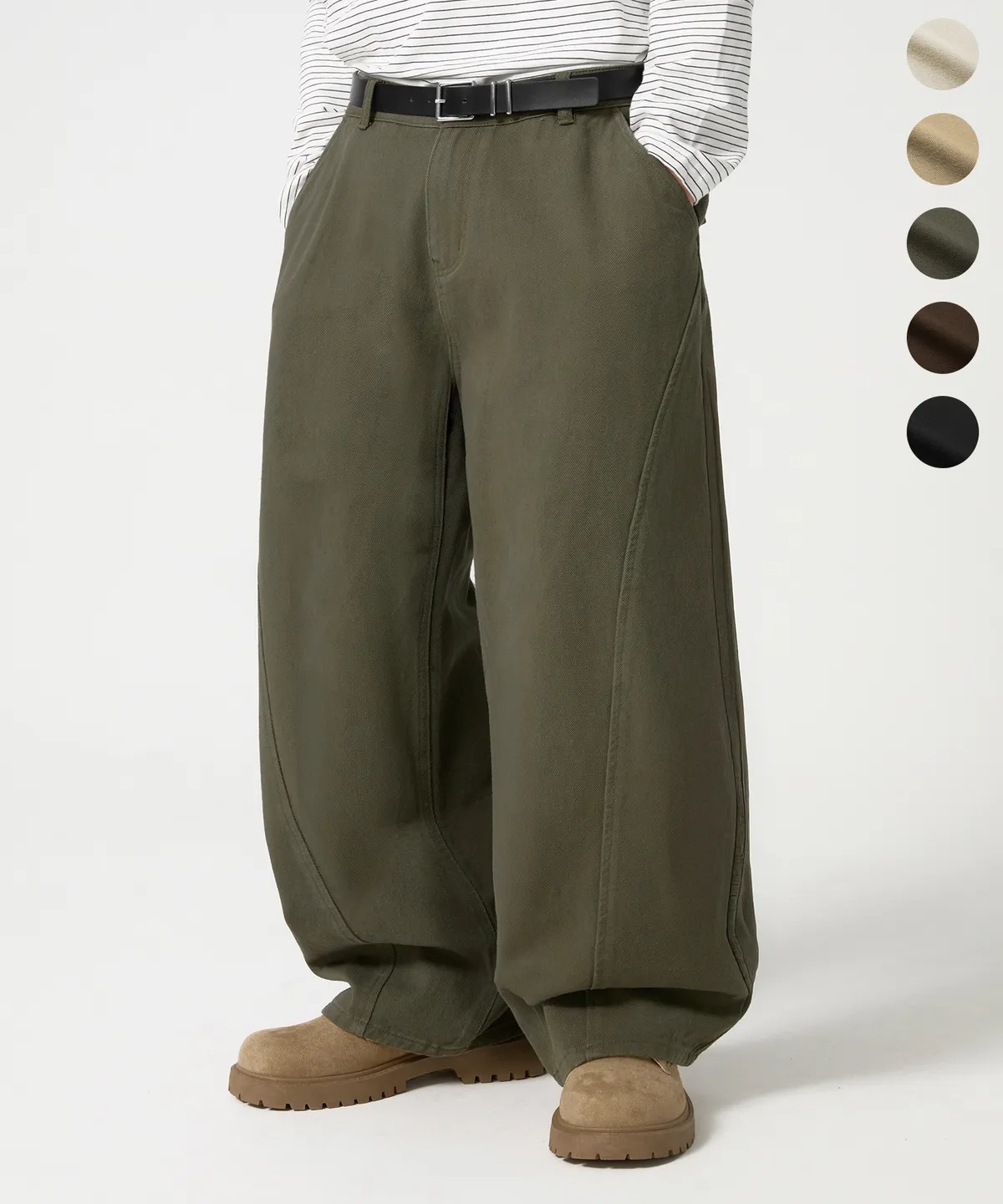 TRILLION CURVED FIT WIDE COTTON PANTS