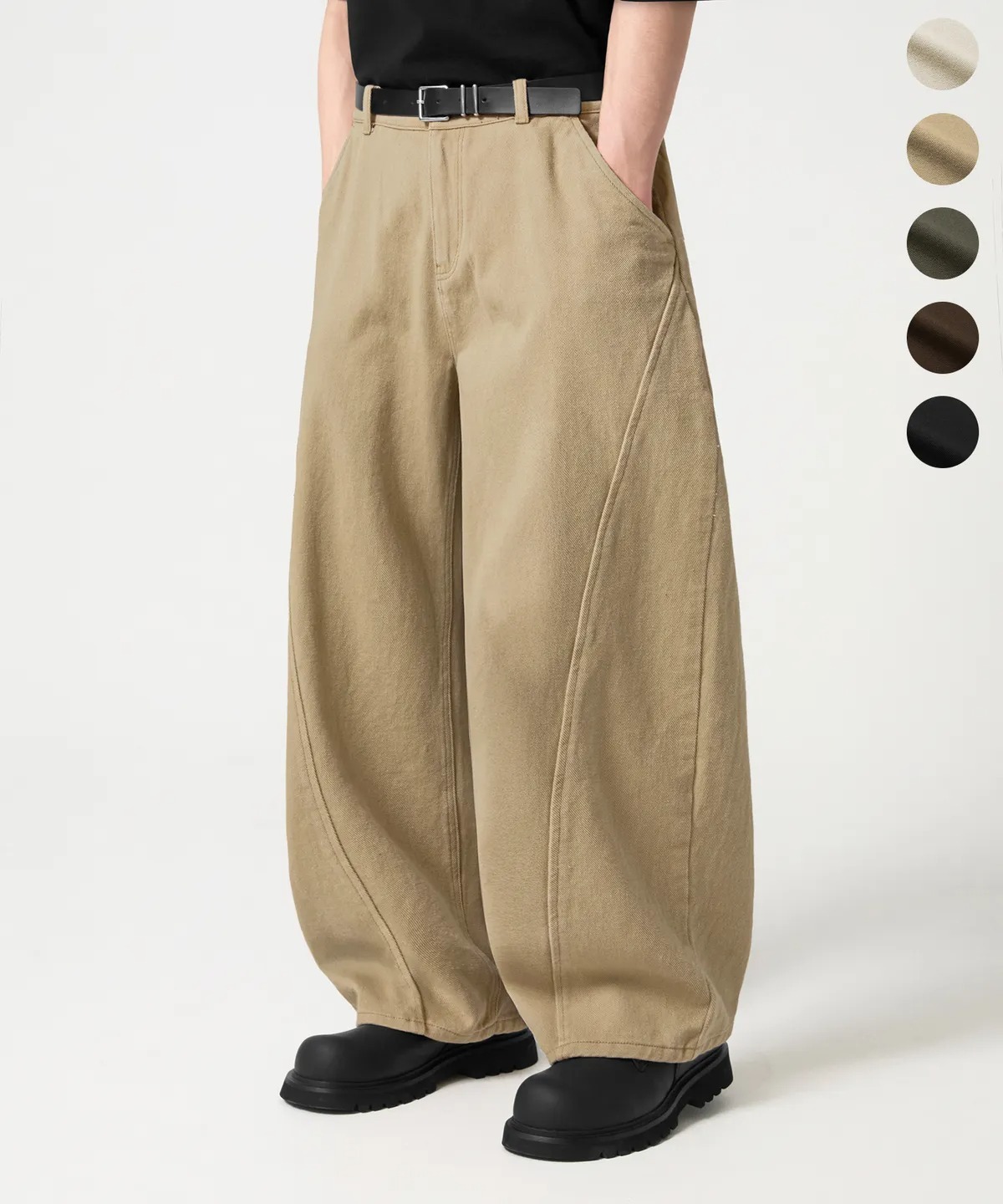 TRILLION CURVED FIT WIDE COTTON PANTS