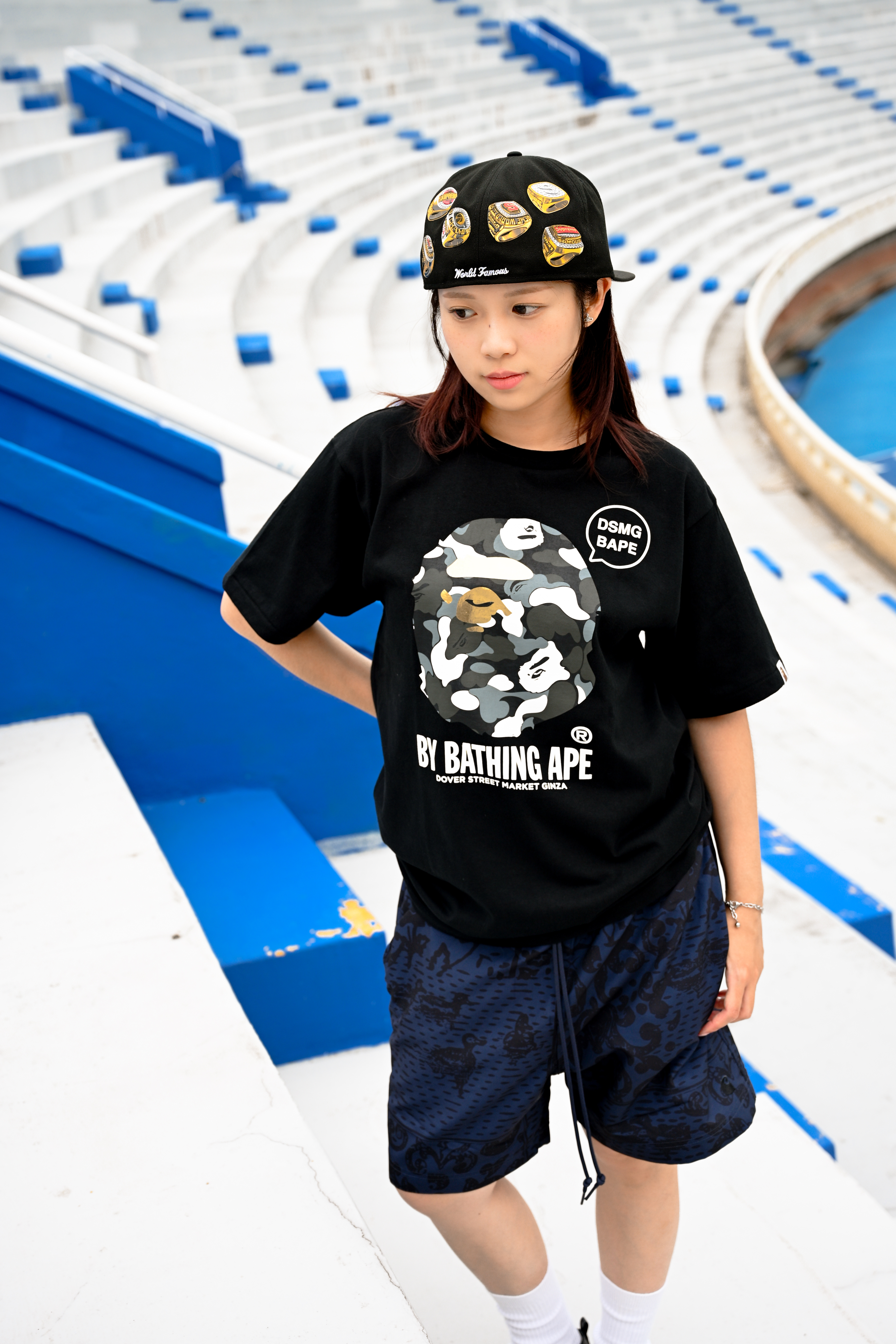 ☆ETW☆【EASY TO WEAR】BAPE X DSMG BY BATHING APE TEE 猿人 大LOGO 短T 銀座 聯名限定