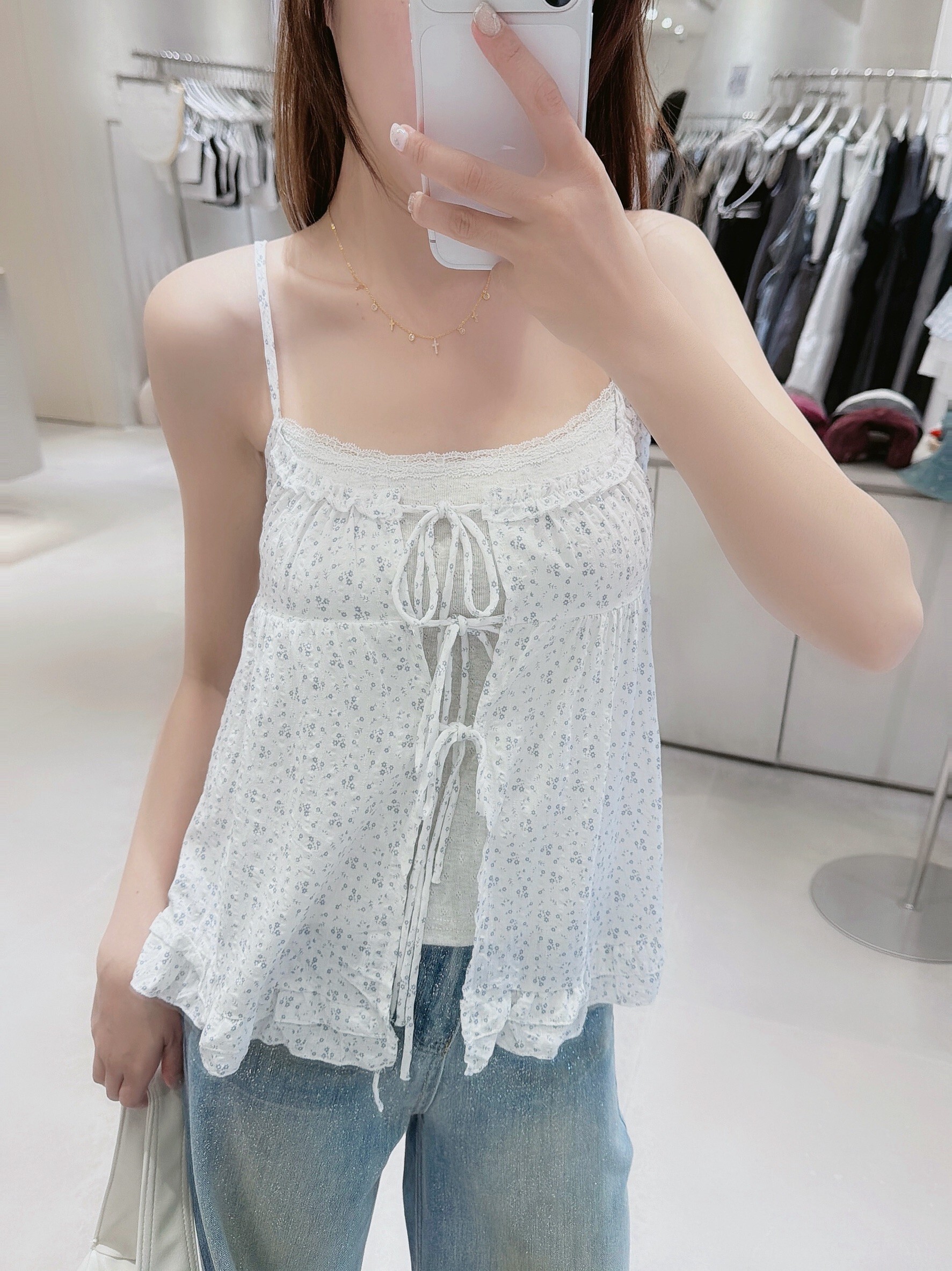 假兩件前綁碎花背心