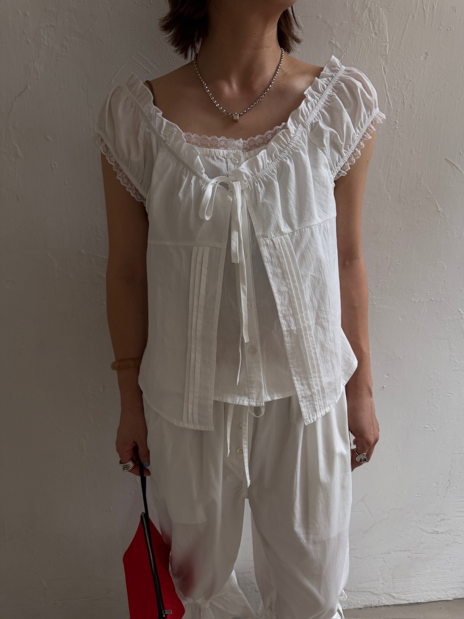 Lace trim 2 in 1 blouse