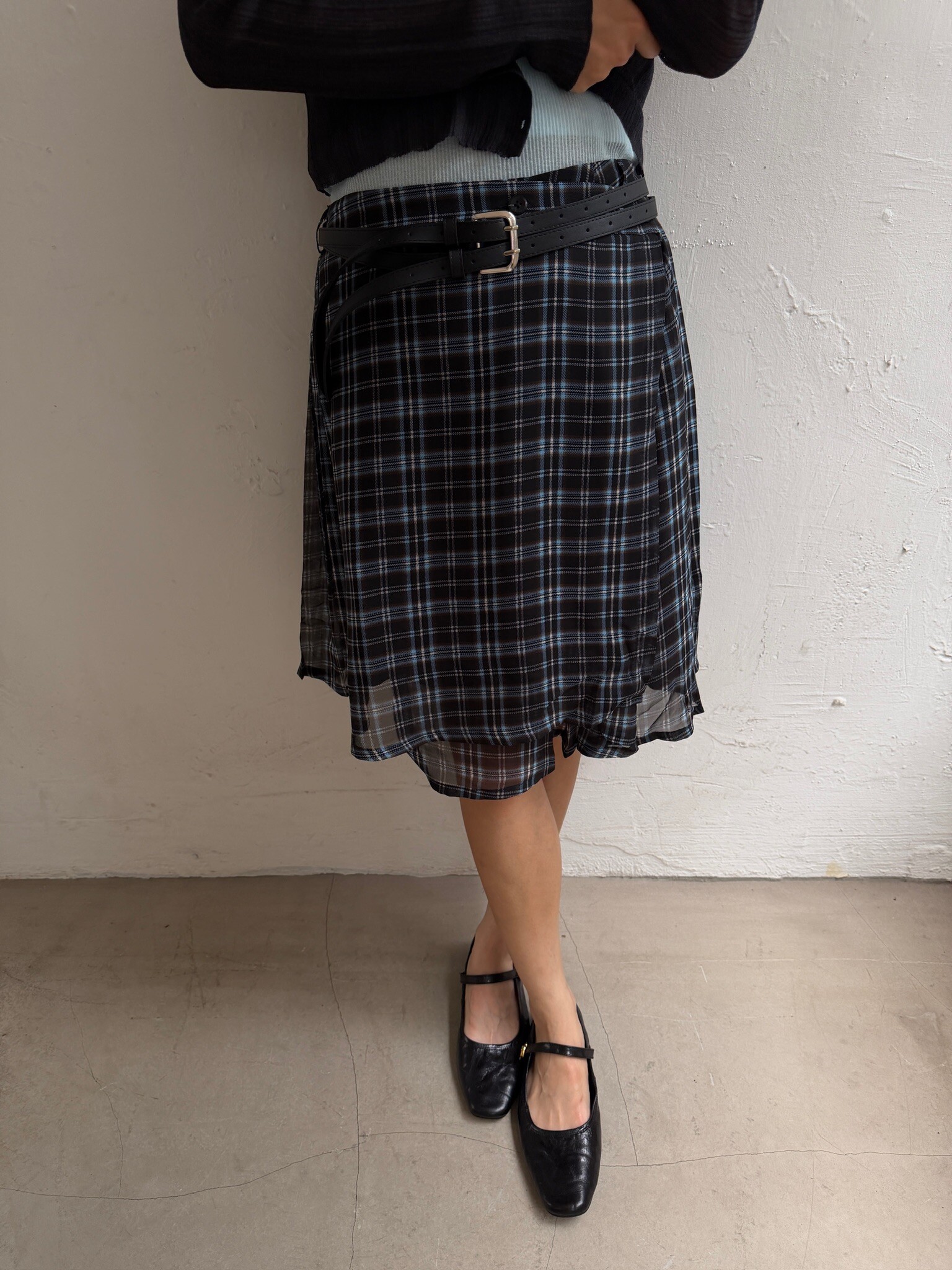 Checked chiffon skirt