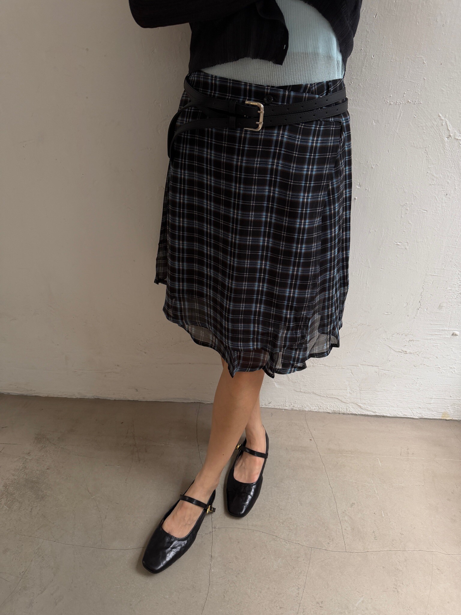 Checked chiffon skirt