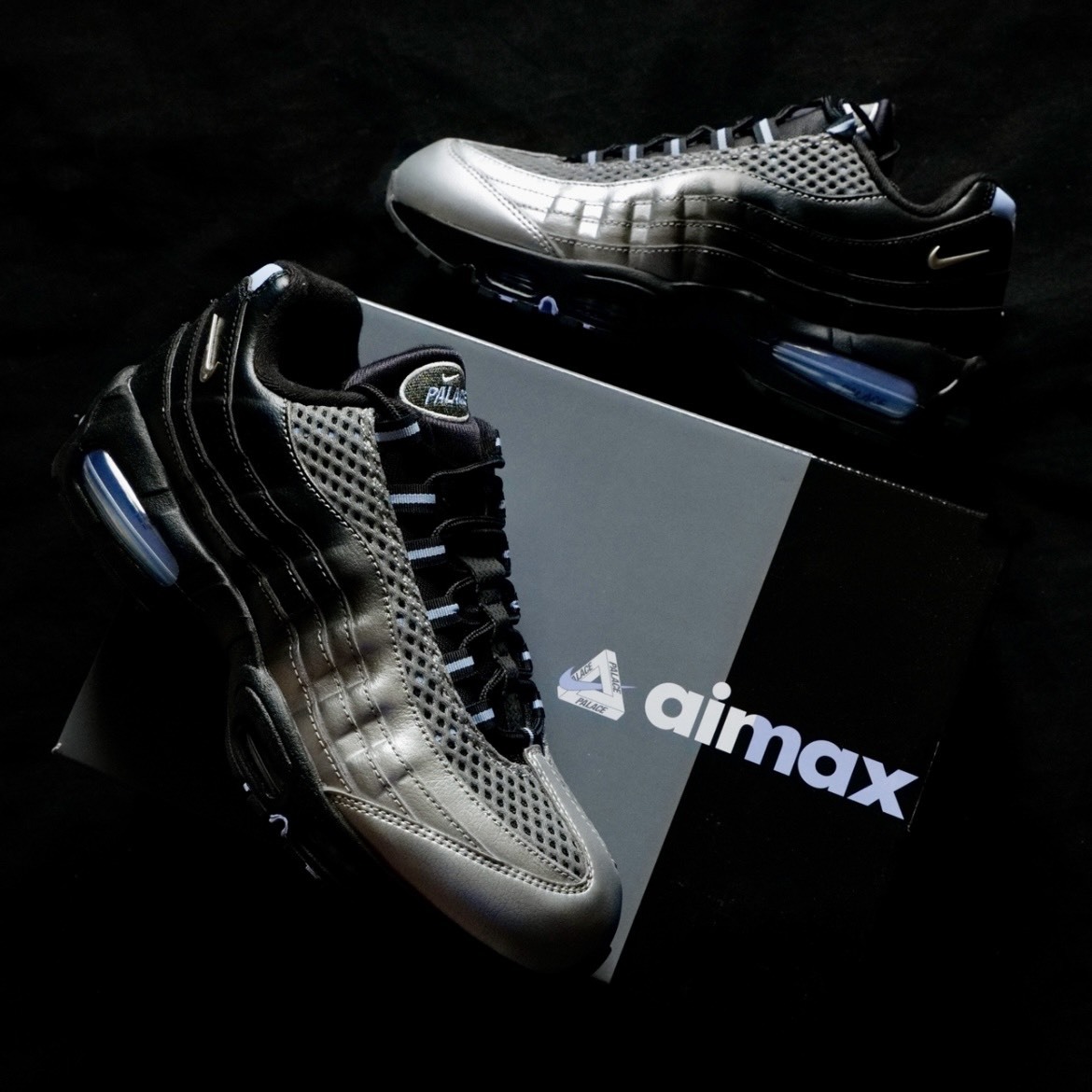 【代購】Nike × PALACE Air Max 95 Big Bubble  銀子彈｜銀黑配色｜氣墊休閒跑鞋｜男女同款