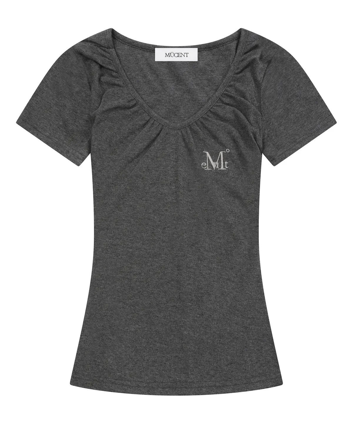 MUCENT MOVER V NECK SHIRRING HALF T