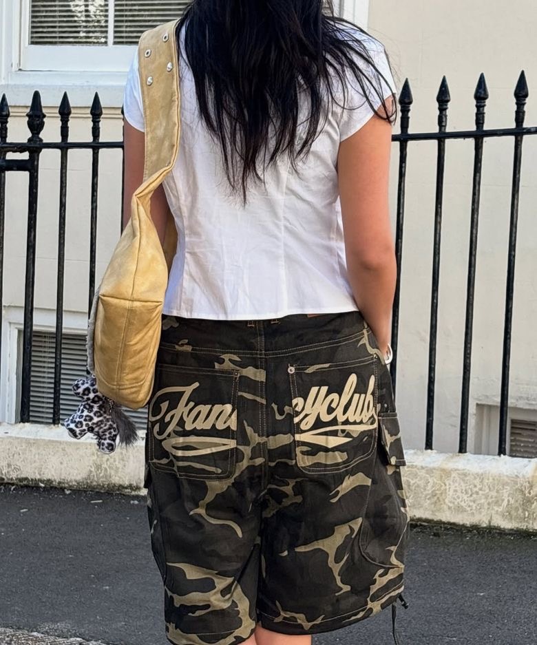 【預購】韓國代購 FANCY CLUB 金冬天同款 Cargo Lettering Bermuda Pants 百慕達 短褲 迷彩褲 aespa Winter 實著